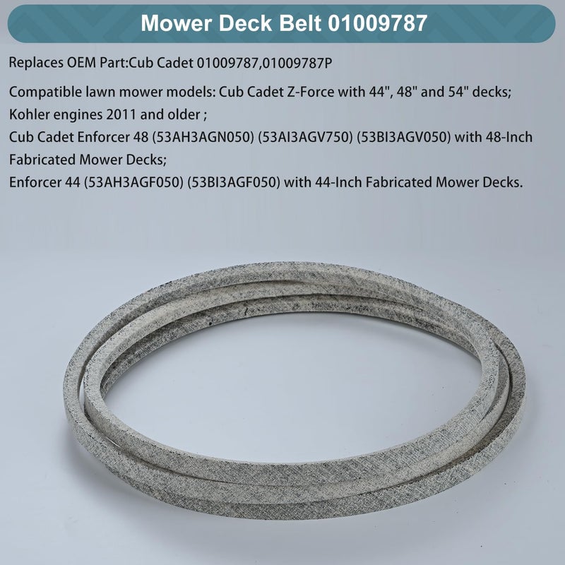 Holdly 5/8 x 80 Inch Mower Belt Replace for Cub Cadet 01009787 01009787P Lawn Mower Belt Kevlar Lawn Mower Belt Compatible with Cub Cadet Z-Force with 44" 48" 54" Mower Decks (01009787P) - Image 1